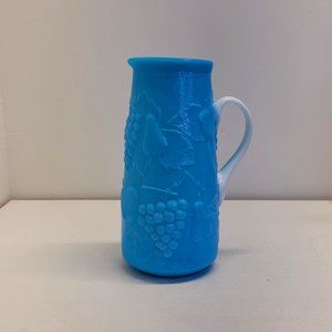 Vintage Kanawha Blue Delphite Peats and Grapes Pitcher